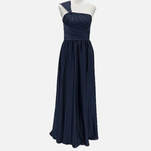 Monique Lhullier Bridesmaids One Shoulder Dress in Navy Blue - Size 4